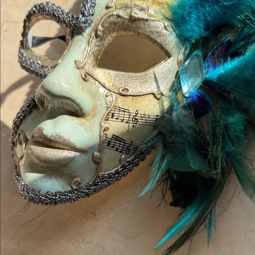 Decorative Mask with Feathers and Music Notes